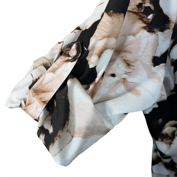 Calvin Klein SZ 1X-Large Top Floral Long Roll-Tab Sleeve Pocket V-Neck Button-Up - Picture 6 of 12